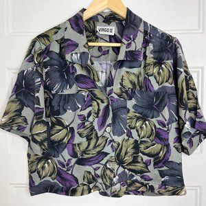 Vintage Up-Cycled Floral Button - Up